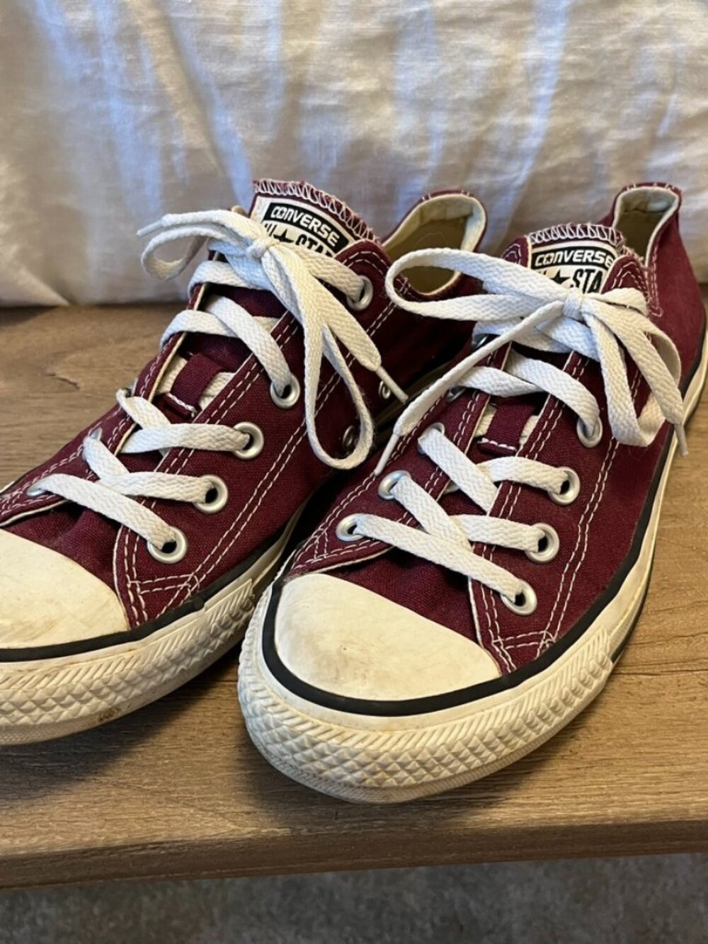 Burgundy Converse Low Tops